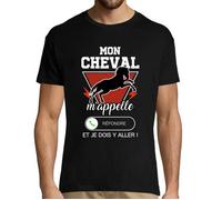 T-shirt Homme - Mon Cheval m'appelle - Noir - Manches Courtes - Col Arrondi - Coton S