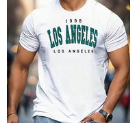 T-shirt homme motif Los Angeles, 1998, col rond, 220 g/m², été, pur coton, manches courtes (1 pièce) T-shirt homme à col rond et manches courtes, décontracté, imprimé, confortable, doux, respirant et 