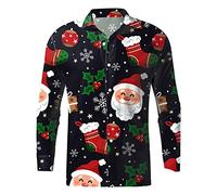 T Shirt Homme Noel Drole Chemisier Mode Homme DéContracté à Manches Longues avec Impression 3D pour Tenue Automne Hiver CéLèBre ÉVéNements Festifs