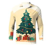 T Shirt Homme Noel Drole Chemisier Mode Homme DéContracté à Manches Longues avec Impression 3D pour Tenue Automne Hiver CéLèBre ÉVéNements Festifs