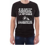 T-shirt homme noir - Je ne suis pas asocial - Coupe droite - Manches courtes S