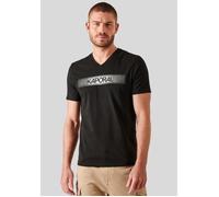 T-shirt homme noir KAPORAL - BRAD - Coupe slim - Manches courtes - Col V M