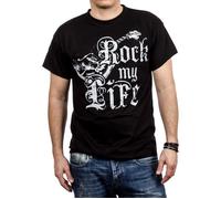 T-Shirt Homme Noir - MAKAYA - ROCK MY LIFE Music S - Col Classique - Manches Courtes - 100% Coton L