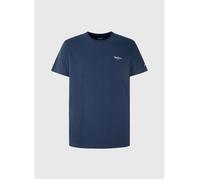 T-Shirt Homme Pepe Jeans - Uni - Bleu Foncé - Manches Courtes - Mélange de Coton avec Stretch S