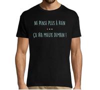 T-Shirt Homme - Plus Tard | Je comprends Rien - Col Rond - Coton - Manches Courtes S