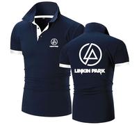T-Shirt Homme pour Linkin Park Été Polos T-Shirt À Manches Courtes À Séchage Rapide Chemises De Golf Évacuant L'humidité Polo Athlétique Décontracté,Blue-L
