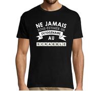T-shirt homme - SCRABBLE - Ne jamais sous-estimer un Octogénaire - 100% coton - Manches courtes - Col arrondi S