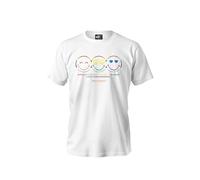 T-Shirt Homme Smiley - Licence Officielle, Peace & Love (FR/ES, Alpha/Lettres, L, Taille Normale, Taille Normale, Blanc)