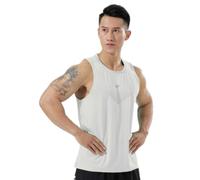 T-Shirt Homme Sport Respirant Débardeur Homme Courir Laxiste Tank Top Homme Couleur Unie Mince Élasticité Creuser T-Shirt sans Manches Homme D-White M