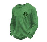 T-Shirt Homme St Patrick's Day Irish Holiday Graphic Tee - Homme Saint Patrick Royaume-Uni, Sweat-Shirt Irlandais Trèfle Shamrock Imprimé, Long Sleeve Thermal Shirts Knit for Comfort and Warmth