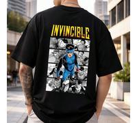 T-shirt homme style manga, imprimé BD Invincible, 100 % coton, coupe ample, idéal pour le printemps et les fans d'anime. Confortable et parfait au quotidien. Chemises pour hommes, streetwear, t-shirts