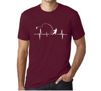 Homme Tee-Shirt Battement De Cœur du Pêcheur - Fisherman Heartbeat - T-Shirt Graphique Éco-Responsable Vintage Cadeau Nouveauté Bordeaux M