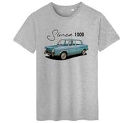 T-Shirt Homme Vintage | Illustration Voiture Simca 1000 | Manches Courtes, 100% Coton (FR/ES, Alpha/Lettres, TG, Taille Normale, Taille Normale, Gris chiné)