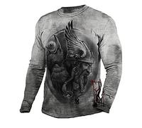 T-Shirt Hommes Guerrier Viking à Manches Longues - Fashion 3D Digital Print Jumpers Outwear Viking Mythology Sport Tees Top