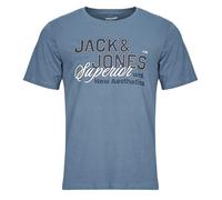 JACK & JONES T-Shirt bleu nuit / opal / blanc, Taille XS