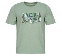JACK & JONES T-Shirt 'Geplas' vert / olive / roseau / sapin, Taille L