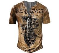 T-Shirt Hommes Printemps Été Mode Imprimé Motif Moderne Manches Courtes Hommes Décontracté Col en V Bouton Décoration Jeunesse Sport Chemise Hommes Grande Taille Fête Chemise Hommes TD-10 L