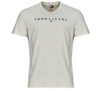 T-shirt Tommy Jeans Regular Linear Logo manches courtes gris clair - L