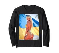 T-shirt Hot Babe - Belle fille bikini avec drapeau de l'Ukraine Manche Longue