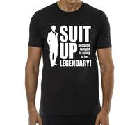 T Shirt How I Your Mother TV Series HIMYM Man Cotton Shirt Suit Up Man T-Shirt 100% Cotton Sleeve Shirt Black