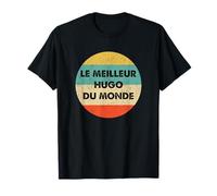 T-Shirt Hugo - Homme - Unisex-Adulte - Manche courte - Noir et multicolore - S - Classique - Personnalisé - Importé - Léger - Coupe classique - Col rond - Small - Regular