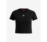 HUGO T-shirt Slim en coton mélangé à logo brodé - Style Delanor, 50512000 Noir XS