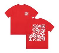 T-shirt humoristique avec code QR Fu You graphique col rond manches courtes en coton pour femmes hommes streetwear couple tops, multicolore, L