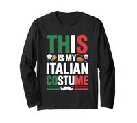 T-Shirt Humoristique avec Drapeau Italien « This is My Italian Costume » Manche Longue