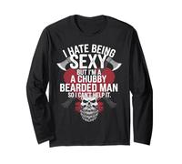 T-Shirt Humoristique avec Hache « I Hate Being Sexy » pour Homme Barbu Manche Longue