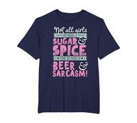T-Shirt Humoristique avec Inscription « Girls Not Made of Sugar & Spice Beer & Sarcasm » T-Shirt, Homme Grandes Tailles, Bleu Marine, 2X Tall