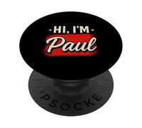 T-Shirt Humoristique avec Inscription « Hi I'm Paul » PopSockets PopGrip Adhésif