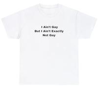 T-shirt humoristique avec inscription « I Ain't Gay But I Ain't Exactly Not Gay », Blanc, L
