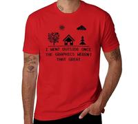 T-shirt humoristique avec inscription « I Went Outside Once » en coton, Rouge, XL