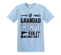 T-shirt humoristique avec inscription « If Grandad Can't Fix It No One Can », T-shirt bleu ciel imprimé noir, S