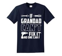 T-shirt humoristique avec inscription « If Grandad Can't Fix It No One Can », T-shirt bleu marine imprimé blanc, S