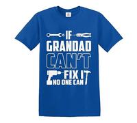 T-shirt humoristique avec inscription « If Grandad Can't Fix It No One Can », T-shirt bleu roi imprimé blanc, S
