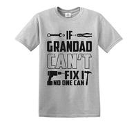 T-shirt humoristique avec inscription « If Grandad Can't Fix It No One Can », T-shirt de sport gris imprimé noir, S
