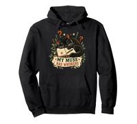 T-Shirt Humoristique avec Inscription « My Muse Has Whiskers » Sweat à Capuche