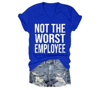 T-shirt humoristique avec inscription « Not The Worst Employee », « Not The Worst Employee », Bleu saphir-1, L