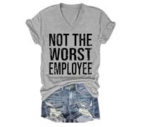 T-shirt humoristique avec inscription « Not The Worst Employee », « Not The Worst Employee », Gris-1., S