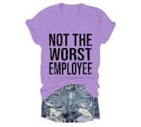 T-shirt humoristique avec inscription « Not The Worst Employee », « Not The Worst Employee », Violet clair-1, M