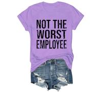 T-shirt humoristique avec inscription « Not The Worst Employee », « Not The Worst Employee », violet clair, M