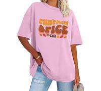 T-shirt humoristique avec inscription « Pumpkin Spice Era » - Motif citrouille et café - Style rétro - Pour l'automne, Thanksgiving, rose, 3XL