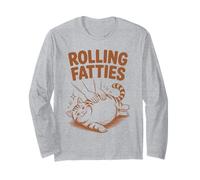 T-Shirt Humoristique avec Inscription « Rolling Fat Cat Meme » Manche Longue