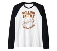 T-Shirt Humoristique avec Inscription « Rolling Fat Cat Meme » Manche Raglan