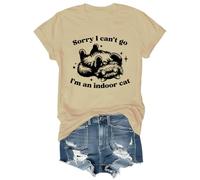 T-shirt humoristique avec inscription « Sorry I Can't Go I'm an Indoor Cat Shirt Sorry I Cant Go Im an Indoor Cat », kaki, M