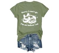 T-shirt humoristique avec inscription « Sorry I Can't Go I'm an Indoor Cat Shirt Sorry I Cant Go Im an Indoor Cat », Vert, L