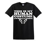 T-shirt humoristique avec inscription « This is My Human Costume I'm Really A Panda », Imprimé blanc en T noir, 3XL