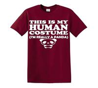 T-shirt humoristique avec inscription « This is My Human Costume I'm Really A Panda », T-shirt marron imprimé blanc, 3XL