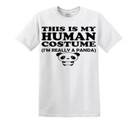 T-shirt humoristique avec inscription « This is My Human Costume I'm Really A Panda », T-shirt Noir/blanc, 5XL